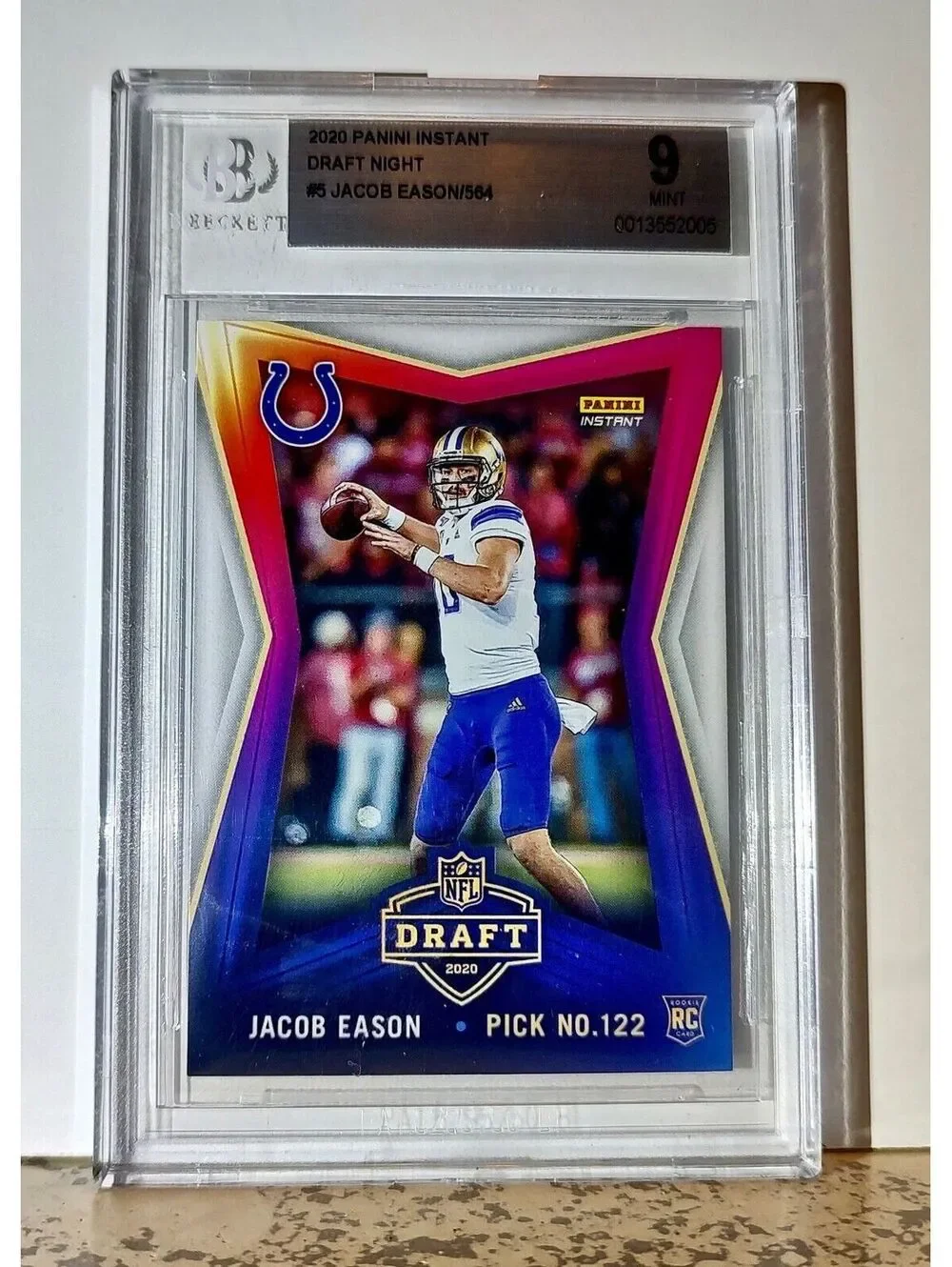 Jacob Eason 2020 Panini NFL #5 Draft Night Rookie Card 1 of 564 BGS 9 Mint Colts